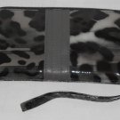 Womens Black and Grey Animal Print Clutch Wallet with Wristlet Strap