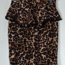 Mystic Womens Animal Print Skirt Sz S Black Tan Leopard Knee Length Pencil Skirt