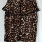 Mystic Womens Animal Print Skirt Sz S Black Tan Leopard Knee Length Pencil Skirt