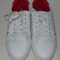 Nautica Womens Red & White Sneakers Size 8 Faux Leather Classic Lace Up Shoes