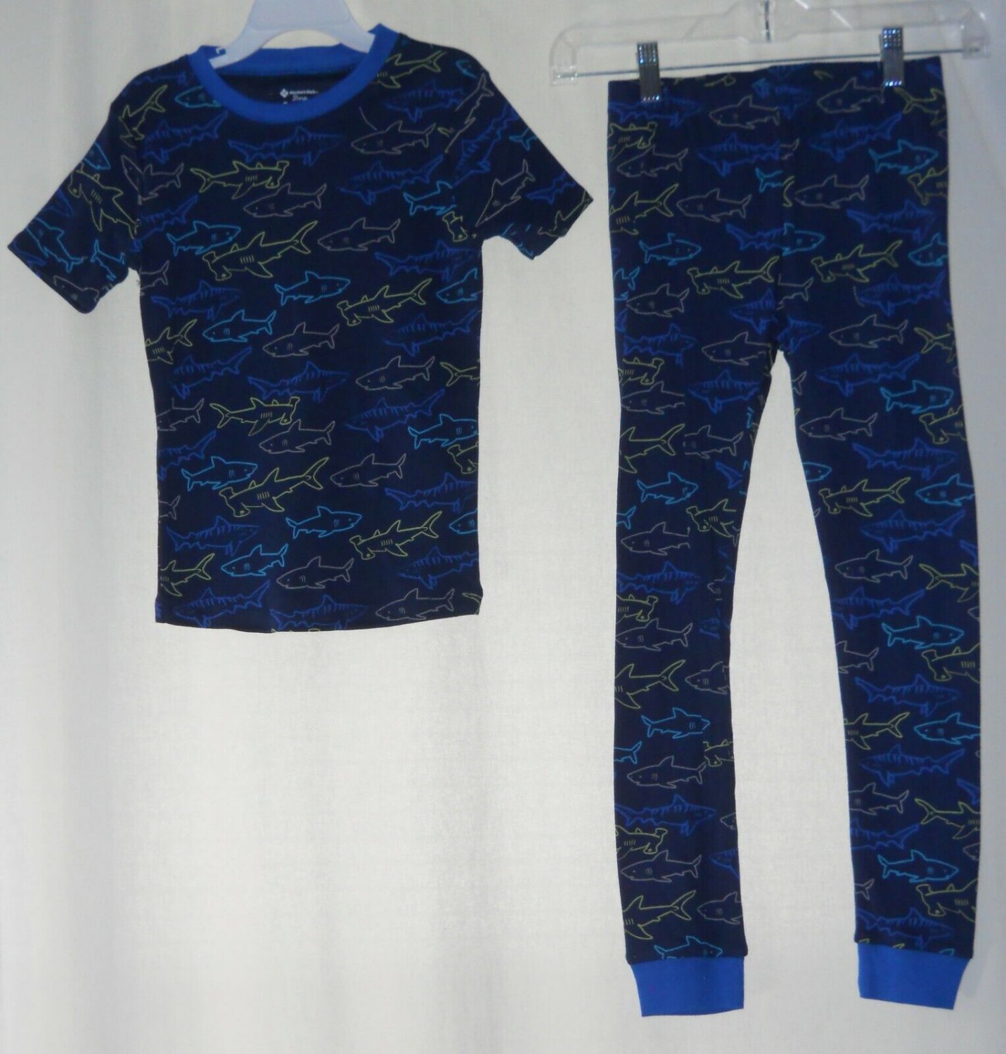 Boys Blue Pajamas Sharks Top & Pants Set Sz 4T 5T 6 7 8