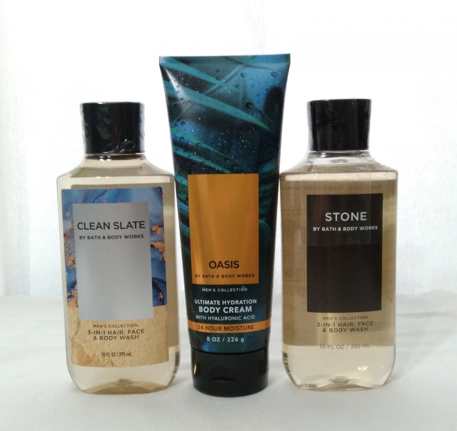 Bath & Body Works Mens Shower Gel & Body Cream Mixed Set CLEAN SLATE/STONE/OASIS