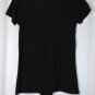 Emme Jordan Womens Black Knit Top Size Large Short Sleeve Criss Cross Neck