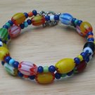 Handcrafted Colorful Chevron Glass Seed Bead 2 Strand Toggle Bracelet 7.5 inches