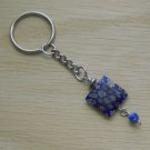 Blue Colorful Square Millefiori Beaded Handbag Charm Keychain Keyring