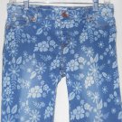 Cat & Jack Girls Blue Jeans with Flowers Jeggings Sz 16 Floral Adjustable Waist