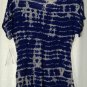 AB Studio Womens Blue Tie Dye Blouse Sz Medium NWT Short Sleeve Scoop Neck