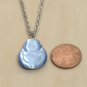 Smiling Blue Buddha Blue Fiber Optic Pendant Necklace Stainless Steel 19 in
