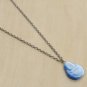 Smiling Blue Buddha Blue Fiber Optic Pendant Necklace Stainless Steel 19 in