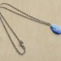 Smiling Blue Buddha Blue Fiber Optic Pendant Necklace Stainless Steel 19 in