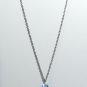 Smiling Blue Buddha Blue Fiber Optic Pendant Necklace Stainless Steel 19 in