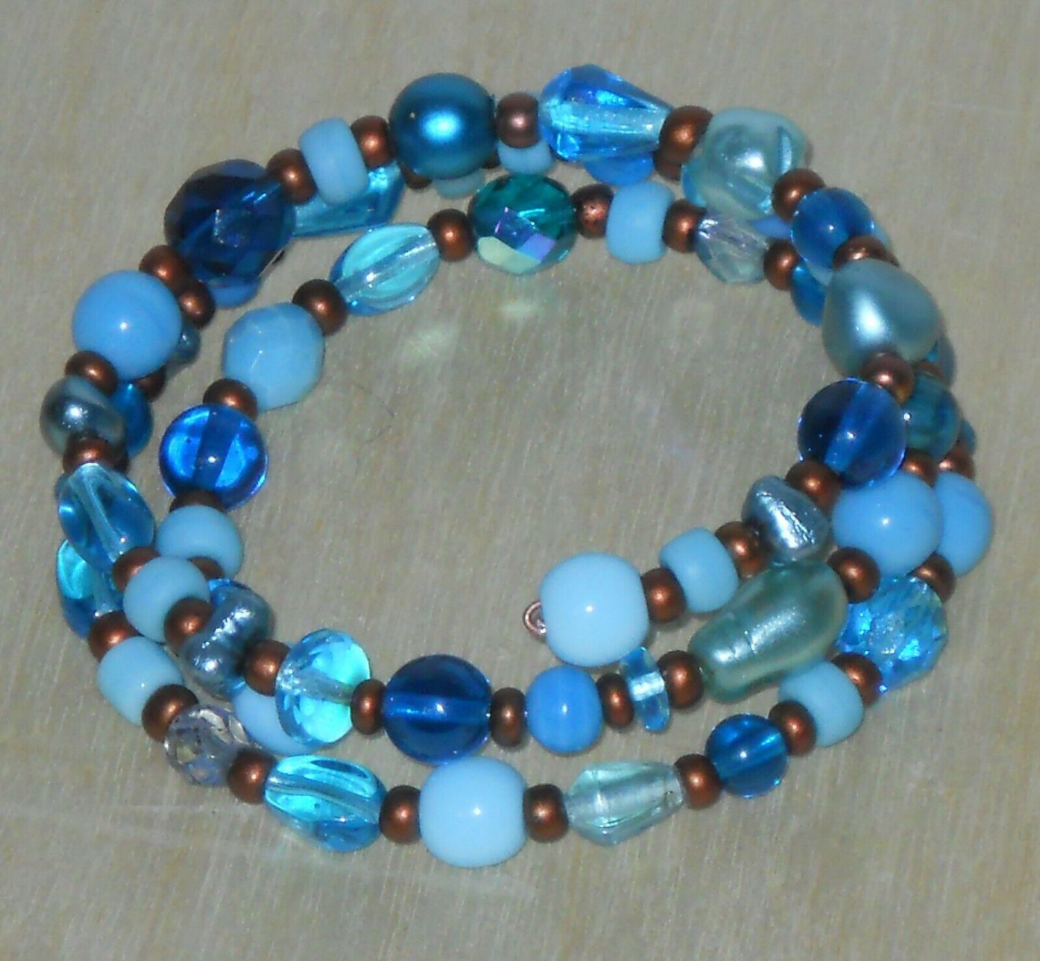 Blue Chakra Bracelet Throat Chakra Glass Beaded Bracelet Wrap Bracelet