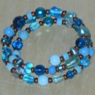 Blue Chakra Bracelet Throat Chakra Glass Beaded Bracelet Wrap Bracelet