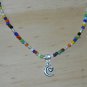 Silver Moon Heart Pendant Necklace Boho Multicolor Seed Bead Y2K Necklace 18 in