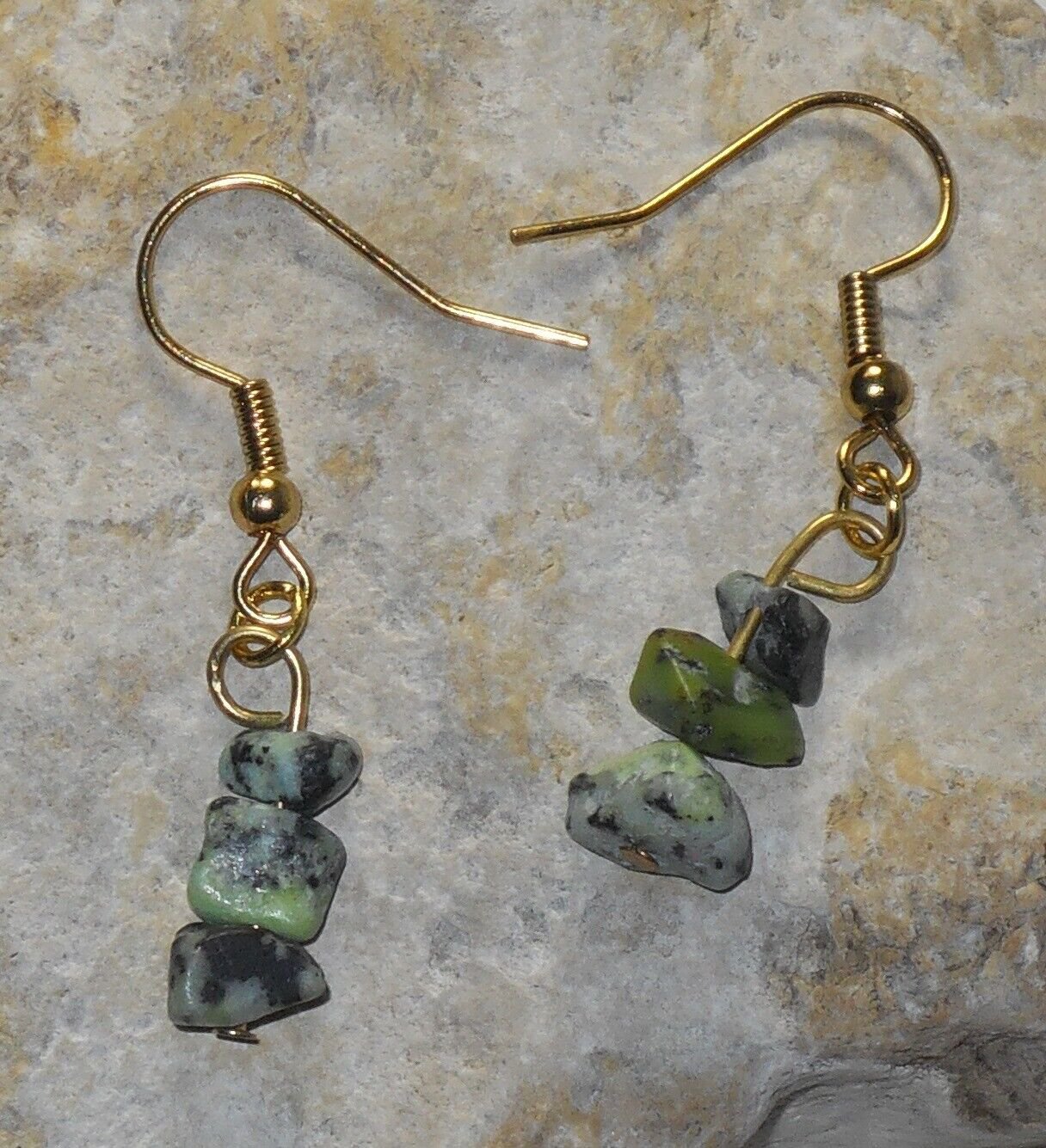 Green Grass Turquoise Earrings Gemstone Chip Bead Drop Dangle Crystal Earrings