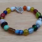 Colorful Bracelet Multicolor Hippie Boho Glass Bead Toggle Bracelet 7.5 inches