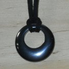 Hematite Pendant Necklace Anxiety Stress Healing Gemstone Black Cord 23 in