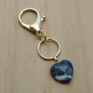 Sodalite Handbag Charm Keychain Blue Heart Gemstone Intuition Mental Clarity