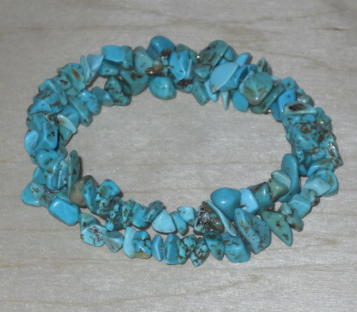 Blue Howlite Bracelet Healing Calming Gemstone Chip Bead Beaded Wrap Bracelet
