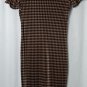 Darian Womens Vtg 90s Shirt Dress Sz 6 Black & Brown Check Print Short Sleeve