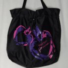 Vera Wang Princess Black Tote Bag Shoulder Bag Pink and Purple Hearts Drawstring