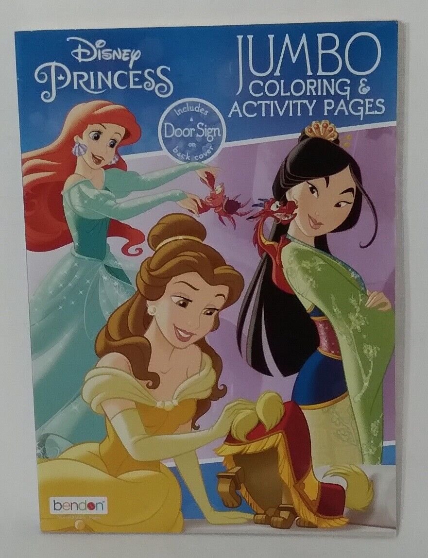 Disney Princess Jumbo Coloring & Activity Book Ariel Belle Mulan 80