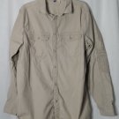 H&M Divided Mens Shirt Jacket Sz XL Beige Long Sleeve Pockets Ruched Elbow