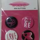 Support The Cure Mini Buttons 4 Ct Live Breathe Fight Breast Cancer Awareness