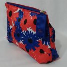 Estee Lauder Cosmetic Makeup Bag Red Blue Flowers Floral Travel Case Pouch