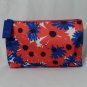 Estee Lauder Cosmetic Makeup Bag Red Blue Flowers Floral Travel Case Pouch