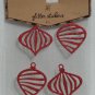 Retro Style Red Glitter Christmas Ornament Cut Out Stickers 4 Ct Scrapbooking