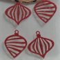 Retro Style Red Glitter Christmas Ornament Cut Out Stickers 4 Ct Scrapbooking