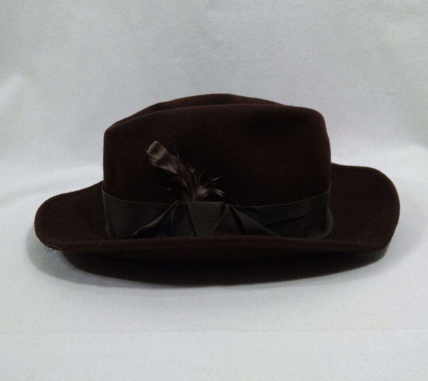 Vintage 60s Tally Ho Womens Fedora Sz 7 â…› 100% Wool Brown Hat Made in Poland