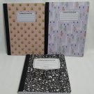 3 Composition Notebooks 100 Sheets Wide Ruled Marble/Avocados/Llamas 9.75 x 7.5