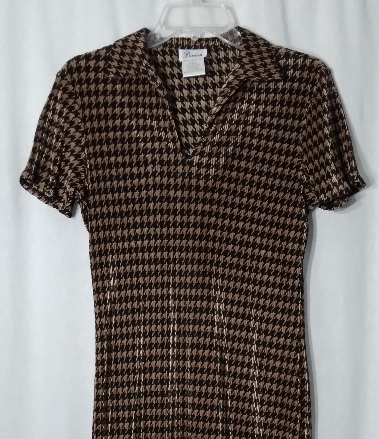 Darian Womens Vtg 90s Shirt Dress Sz 6 Black & Brown Check Print Short Sleeve