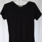 Emme Jordan Womens Black Knit Top Size Large Short Sleeve Criss Cross Neck