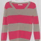 Old Navy Vintage Womens Pink Striped Sweater  Sz Medium Long Sleeve V-Neck