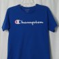 Champion Mens Blue T-Shirt Sz S Classic White Script Logo Short Sleeve