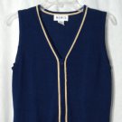 Mix It Mixit Womens Vtg Blue Sweater Vest Sz Small 4/6 Blue and Cream Full Zip
