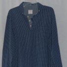 Merona Mens Blue & White Shirt Size Large Polka Dot Long Sleeve Knit with Pocket