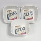 Lot of 3 Texas Lone Star State Melamine Square Party Snack Bowls Red White Blue