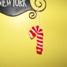 Crocheted Red and White Candy Cane Christmas Tree Ornament
