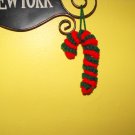 Crocheted Red and Green Candy Cane Christmas Tree Ornament