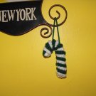 Crocheted Green and White Candy Cane Christmas Tree Ornament