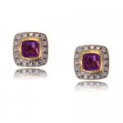 Diamond Encrusted Purple Amethysts Stud Earring