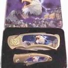TWO Piece Eagle Knives in Metal Tin Collectible Collector collectors FREE SHIP