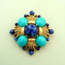 Vintage Blue Cabochon Pin Brooch