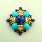 Vintage Blue Cabochon Pin Brooch