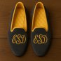 Gold-Embroidered Velvet Slippers