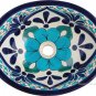Mexican Talavera Sink "Turquoise Flower"